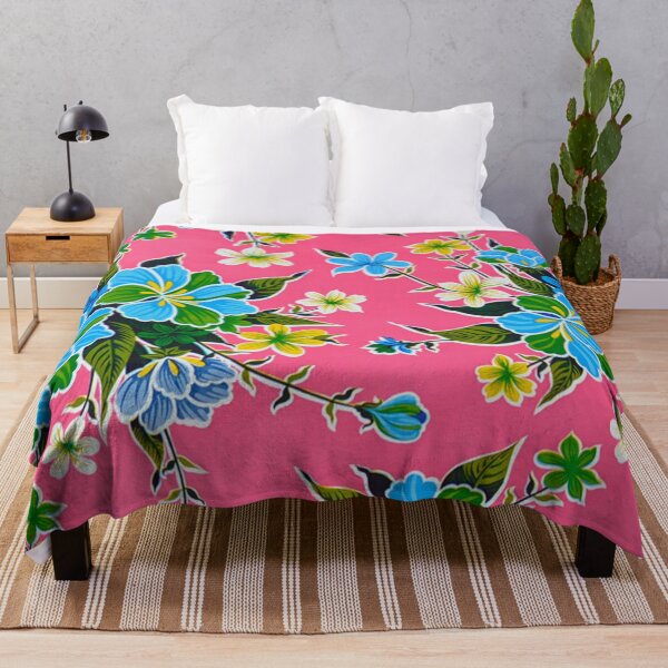 Item preview, Color flower print, pink Mexican tablecloth designed and sold by Adriana C (All about Frida).