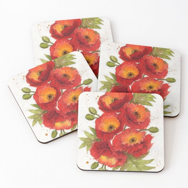 Item preview, Red Poppies in Watercolor designed and sold by Jennifer Aprill.
