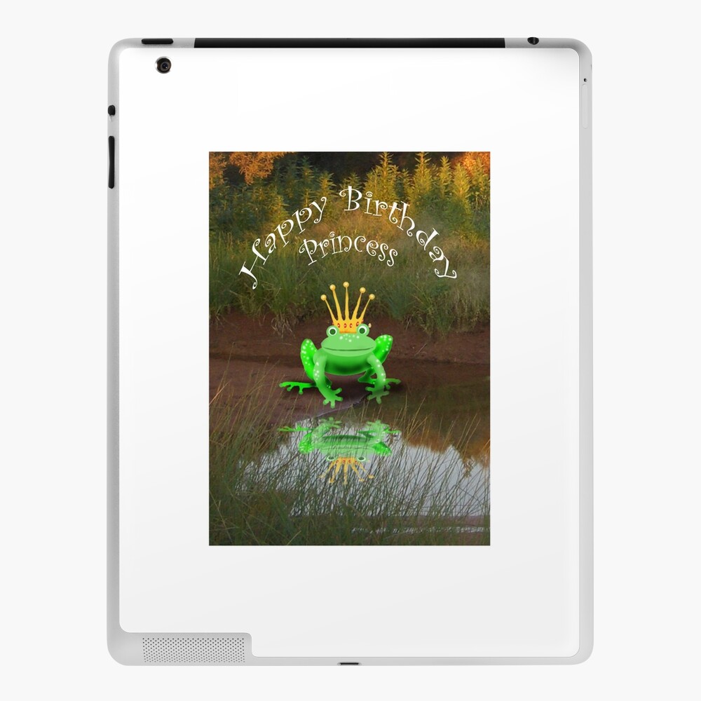 Coque Et Skin Adhesive Ipad Princesse Joyeux Anniversaire Grenouille Verte Et Couronne Par Gableend Redbubble