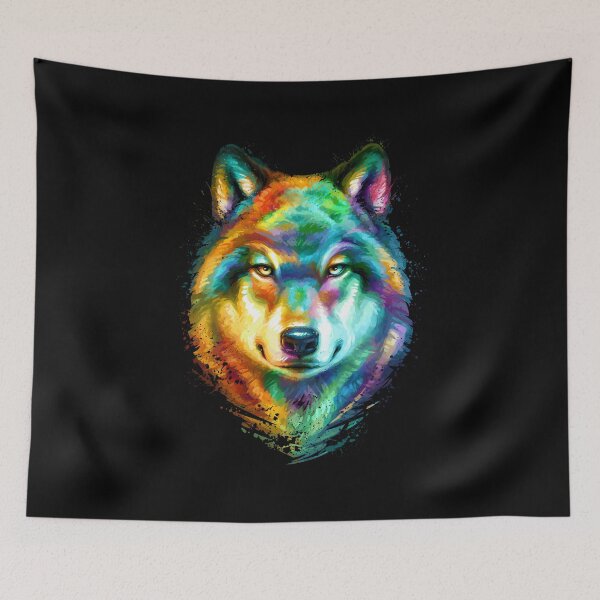 Item preview, Wolf Face Colorful Painting designed and sold by Stonemask.