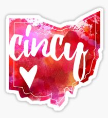 Cincy, Cincinnati, Ohio - heart, watercolor Sticker