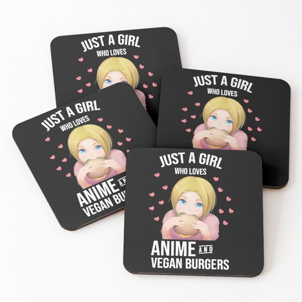 Item preview, Just A Girl Who Likes Anime and Vegan Burgers designed and sold by Funny Shirts Matter.