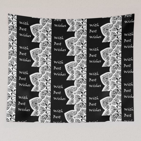 Item preview, Horizontal Mehndi Design White on Black Background Greeting Card designed and sold by Mimsartprojects.