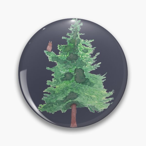 Item preview, Long-eared Owl in Fir Tree watercolor art designed and sold by TheWaterBirds.