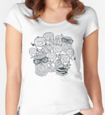 White roses and owls Women's Fitted Scoop T-Shirt