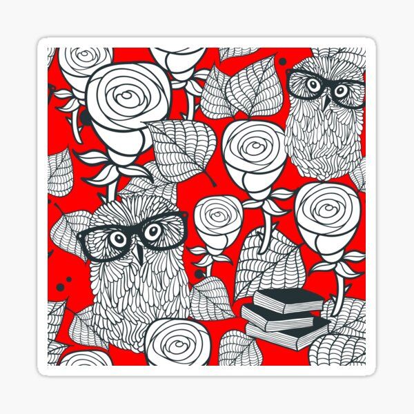 White roses and owls Sticker