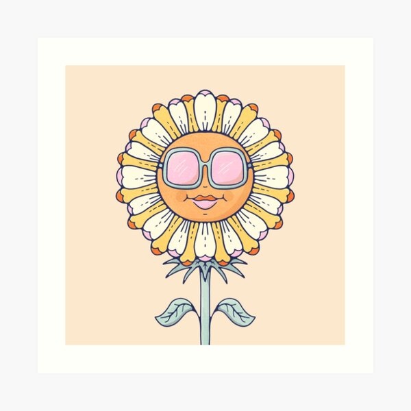 Cute Daisy in Sunglasses Nursery Retro Art Print Art Print