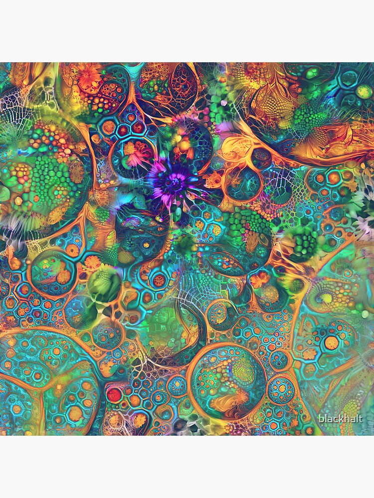 Thumbnail 3 of 3, Sticker, Deepdream floral fractalize space abstraction designed and sold by blackhalt.