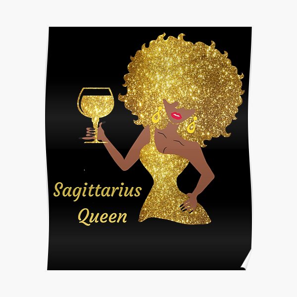 Sagittarius Queen Black Women Afro Hair Poster