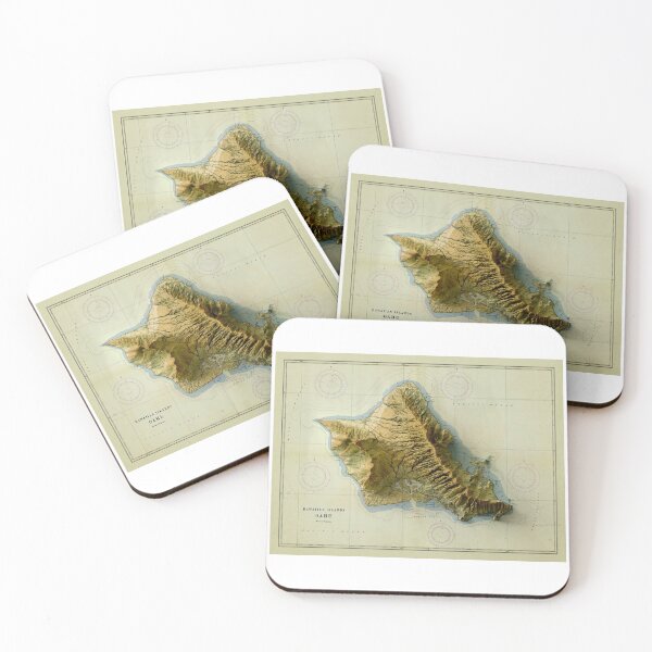 Item preview, 1959 Oahu Relief Map 3D digitally-rendered designed and sold by ThinkAboutMaps.