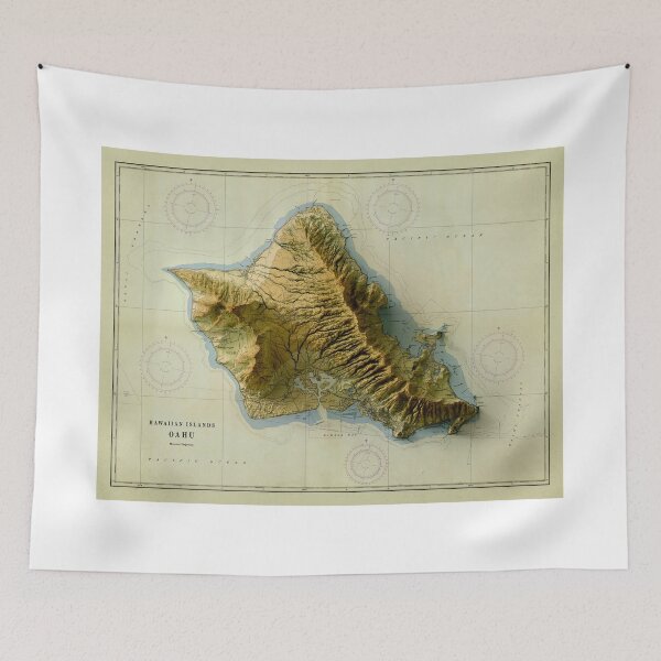 Item preview, 1959 Oahu Relief Map 3D digitally-rendered designed and sold by ThinkAboutMaps.