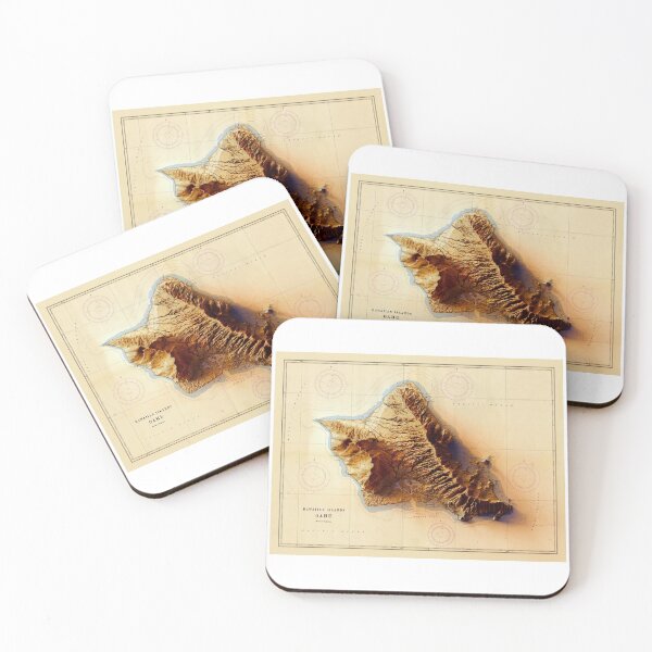 Item preview, 1959 Oahu Sunset Relief Map 3D digitally-rendered designed and sold by ThinkAboutMaps.