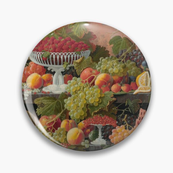 Item preview, Two-Tiered Still Life with Fruit and Sunset Landscape by Severin Roesen, American, 1867 designed and sold by Shapes-Mania.
