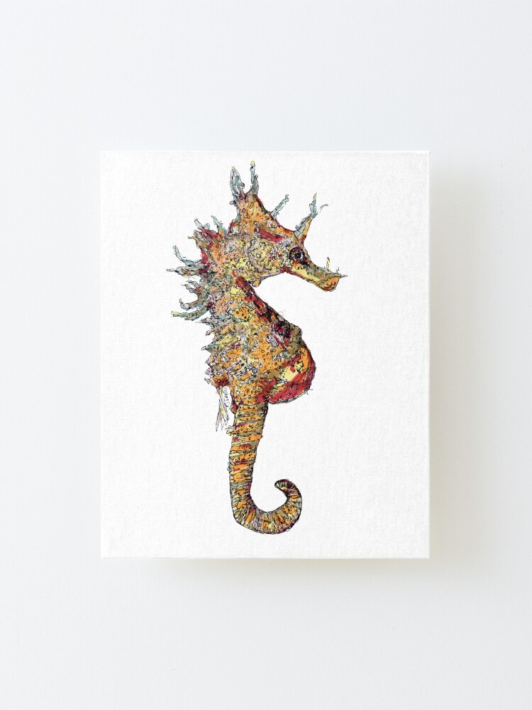 Alternate view of Di the Seahorse Mounted Print