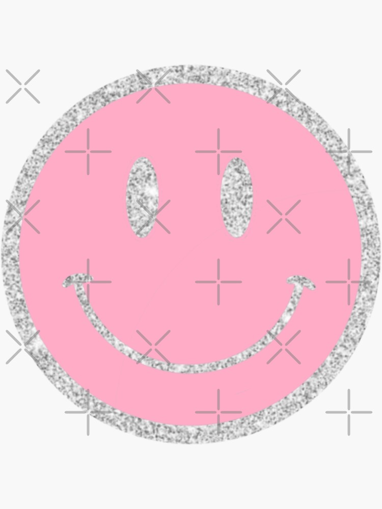 Glitter Smiley Face Sticker By Lizziesumner Redbubble