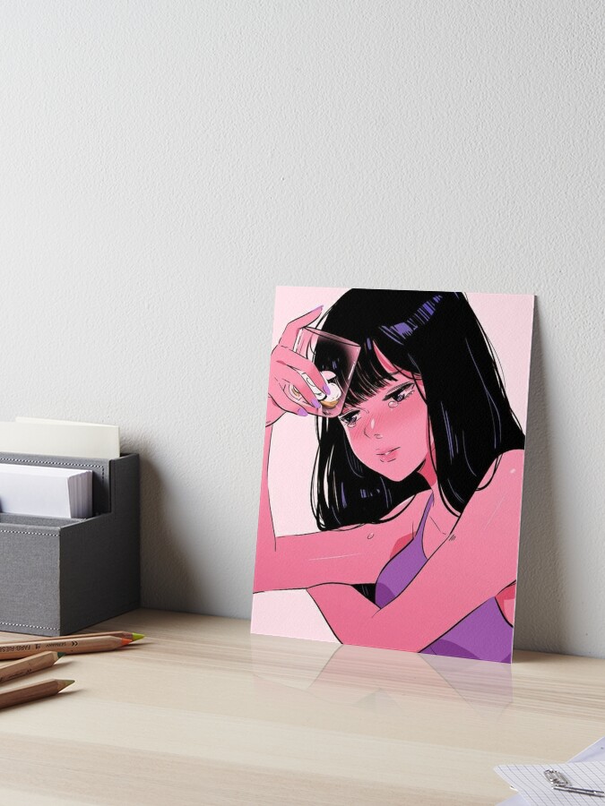 anime girl crying aesthetic retro Japan y2k Art Board Print for