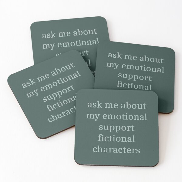 Item preview, Ask me about my emotional support fictional characters [teal text] designed and sold by bellatierra.