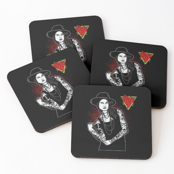 Artikelvorschau, Drei rote Rose goldenes Dreieck Gothic Tattoo Girl mit schwarzem Hut entworfen und verkauft von darknessjeff86.