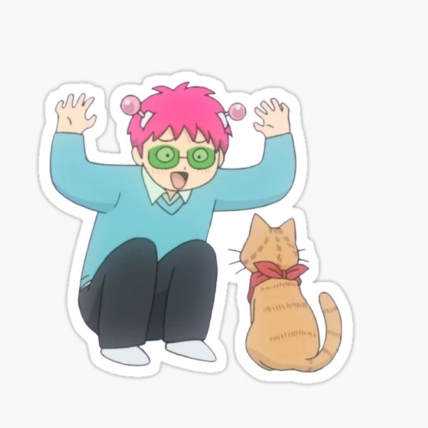 Saiki K - a simp for cats Sticker
