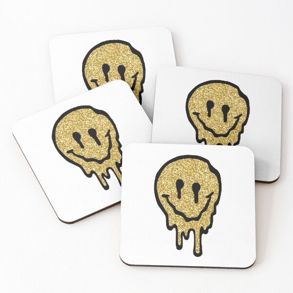 Item preview, Gold Glitter Drippy Smiley Face designed and sold by samantha brachman.