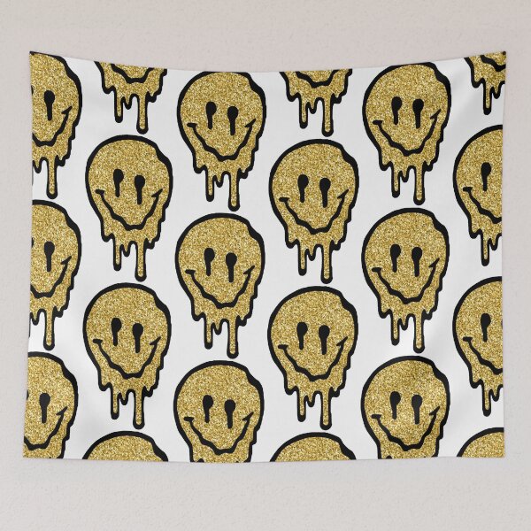Item preview, Gold Glitter Drippy Smiley Face designed and sold by samantha brachman.