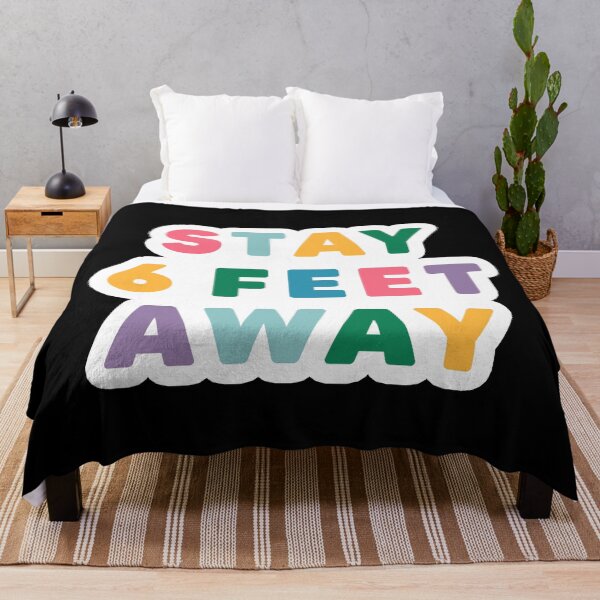 Item preview, STAY 6 FEET AWAY // Social Distance Popular Funny Quote 2020 (Colorful Version) Pink Teal Blue Yellow Green Purple designed and sold by AEJdesign.