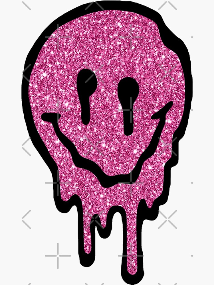 "Pink Glitter Drippy Smiley Face" Sticker For Sale By Lolsammy910 ...