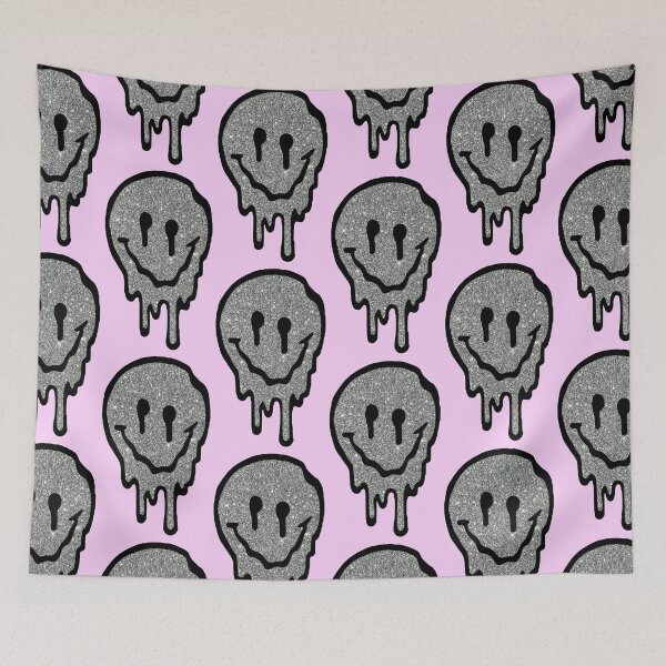 Item preview, Silver Glitter Drippy Smiley Face designed and sold by samantha brachman.