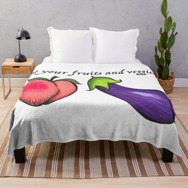 Item preview, Peach and Eggplant Emojis - Eat Your Fruits and Veggies designed and sold by The White Bat.