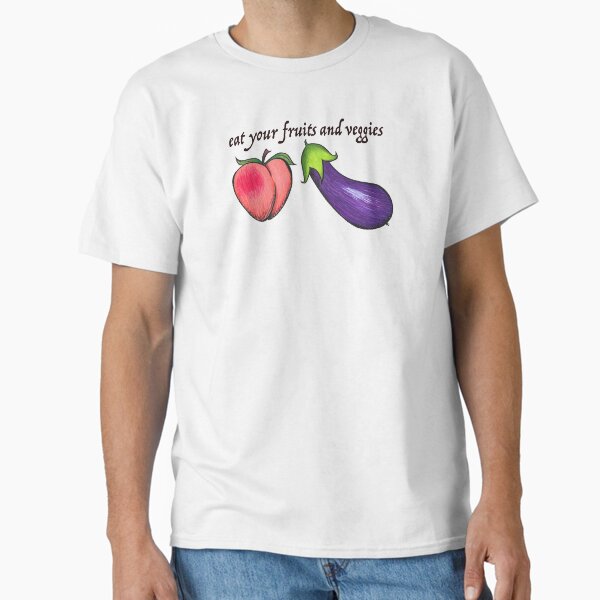 Item preview, Peach and Eggplant Emojis - Eat Your Fruits and Veggies designed and sold by The White Bat.