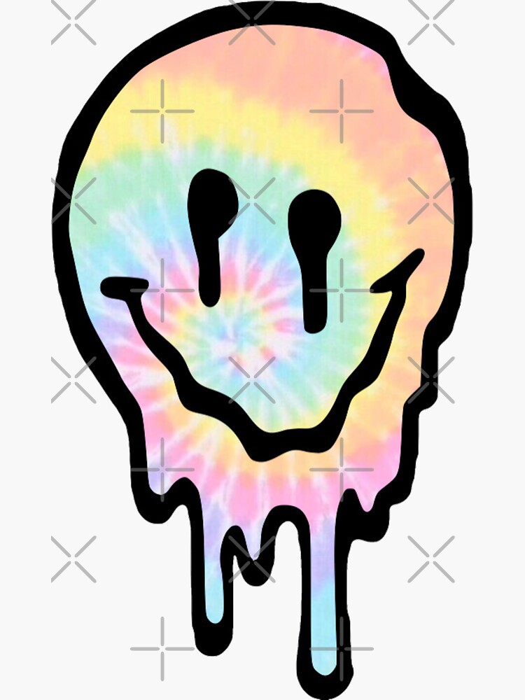 "Tie Dye Drippy Smiley Face" Sticker for Sale by lolsammy910 | Redbubble