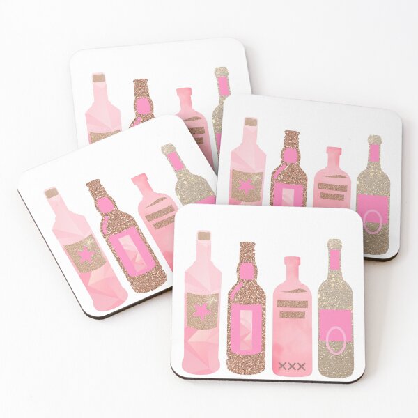 Item preview, pink and gold alc bottles designed and sold by Julia Santos.