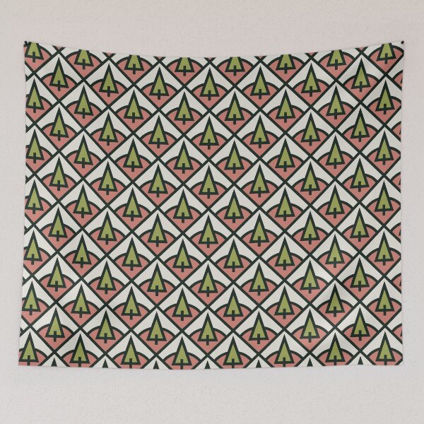 Item preview, Peach & Green Pine Tree Pattern designed and sold by bunnyboiler.