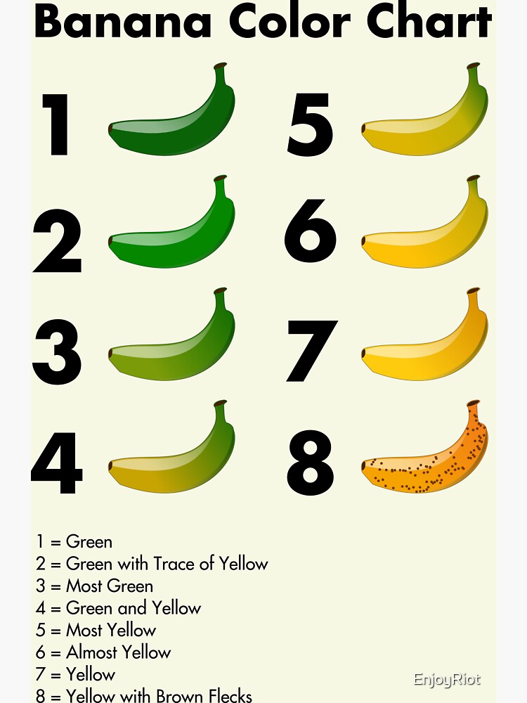 "Banana color chart" Sticker for Sale by EnjoyRiot Redbubble