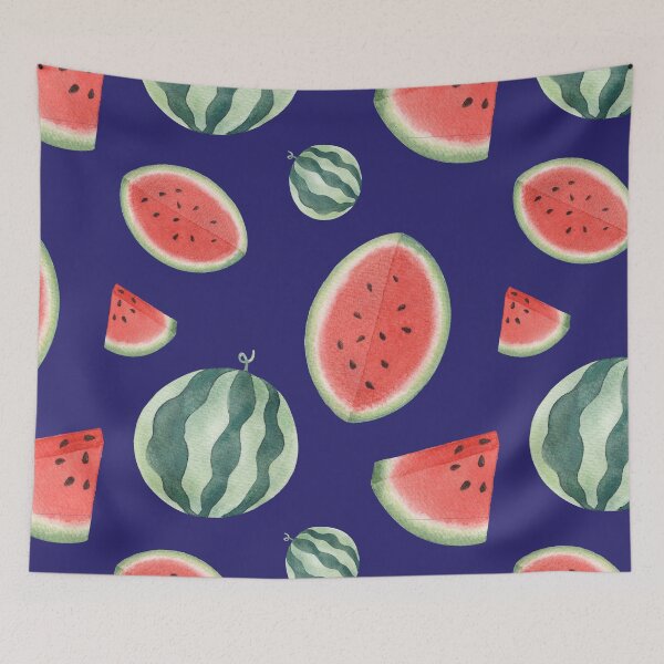 Item preview, Watercolor watermelon pattern on navy designed and sold by Arinom.