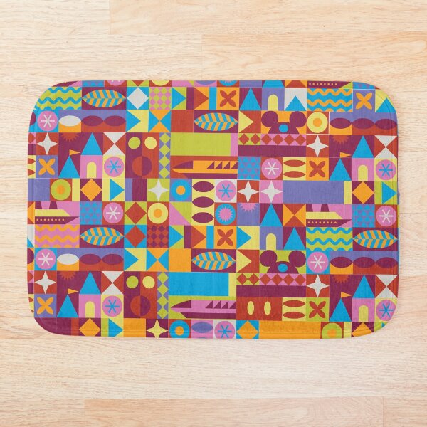 Retro Color Blocks Bath Mat