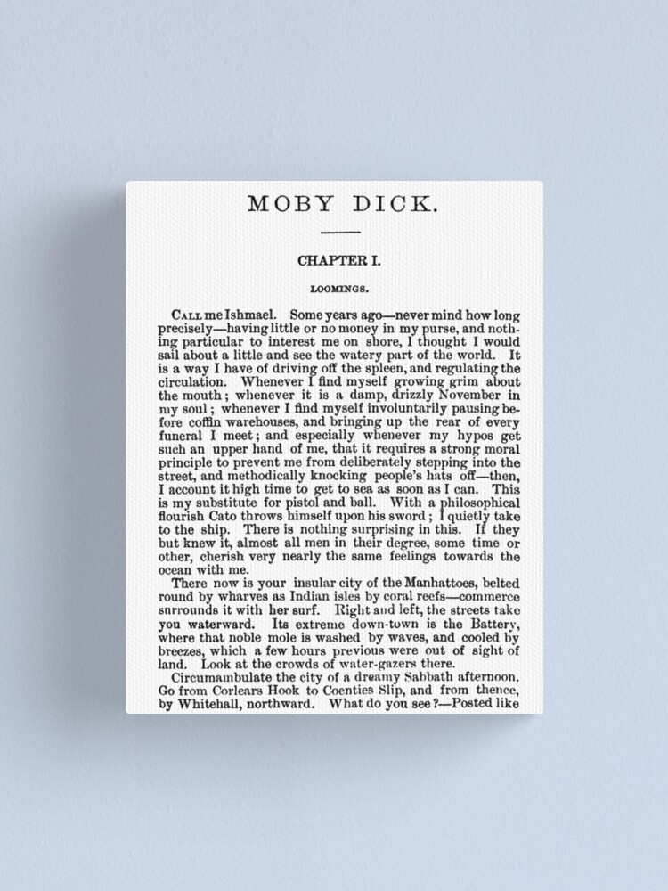 Moby Dick vintage book page (Herman Melville). Canvas Print for Sale by  Angela Dell'Arte