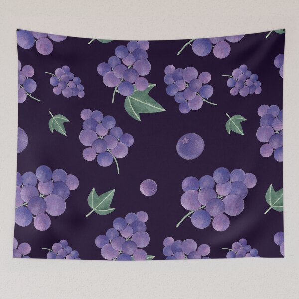 Item preview, Patrón de uva acuarela en azul marino designed and sold by Arinom.