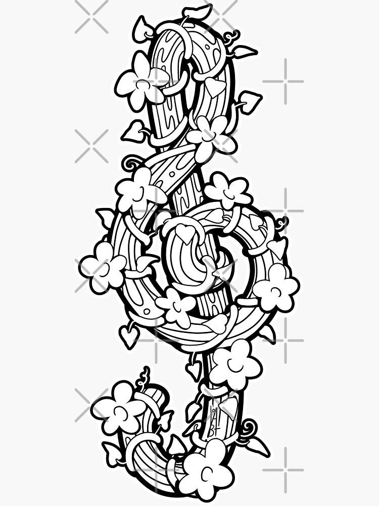 Thumbnail 3 of 3, Sticker, Vine Clef designed and sold by joabt.