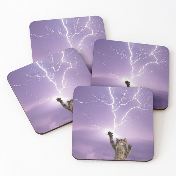 Item preview, Funny Powerful Cat with Lightning and Thunder designed and sold by WildWoyages.