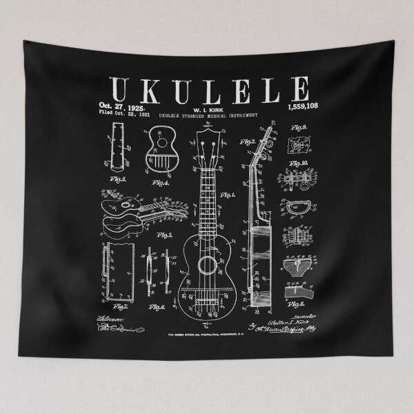 Item preview, Ukulele Musical Instrument Uke Vintage Patent Drawing Print designed and sold by GrandeDuc.