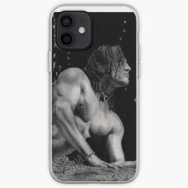Black and White Pencil Drawing Male in Nature iPhone Soft Case
