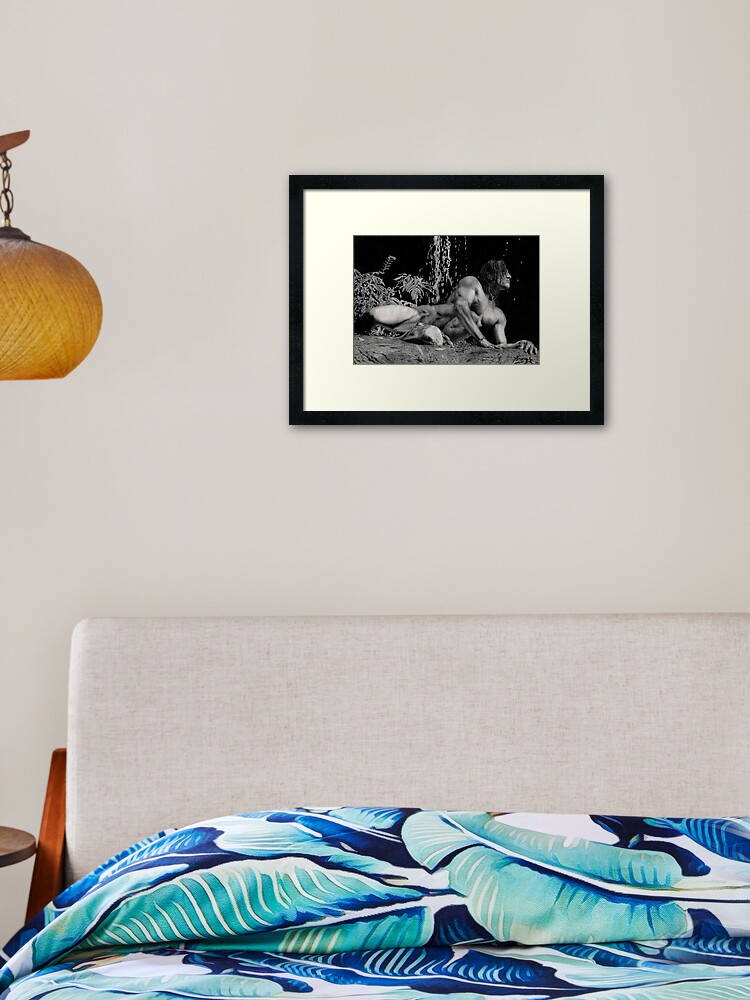 Thumbnail 1 of 7, Framed Art Print, Black and White Pencil Drawing Male in Nature designed and sold by InmaVassar.