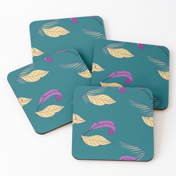 Item preview, Simple Leafy artwork on blue-green background designed and sold by PatternParadise.