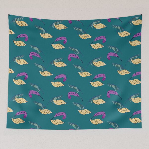 Item preview, Simple Leafy artwork on blue-green background designed and sold by PatternParadise.