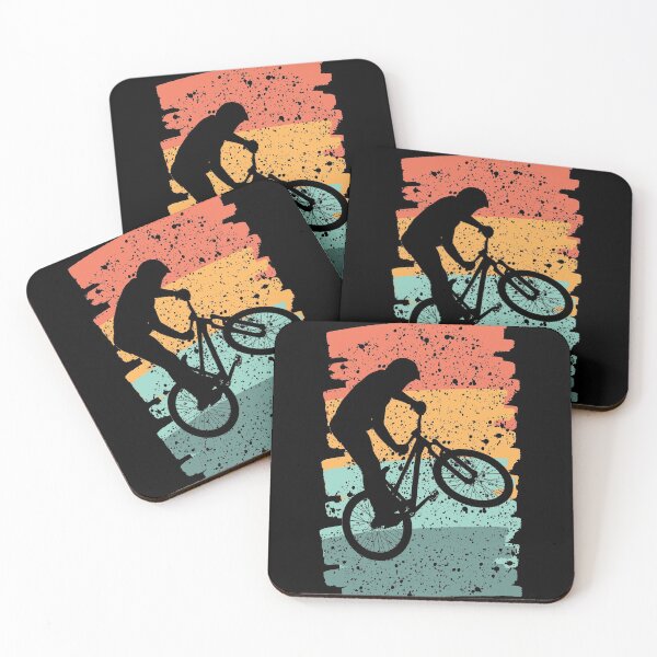 Item preview, Mountain Biking Silhouette on a Distressed Sunset Color Background designed and sold by Rhu Creations.