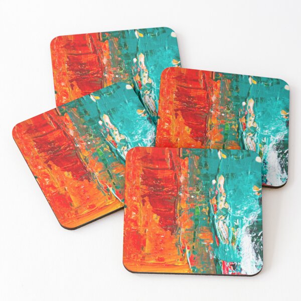 Item preview, The Volcano And The Sea Collide Colors Brush Hand Painted Artwork designed and sold by Saraartwork.