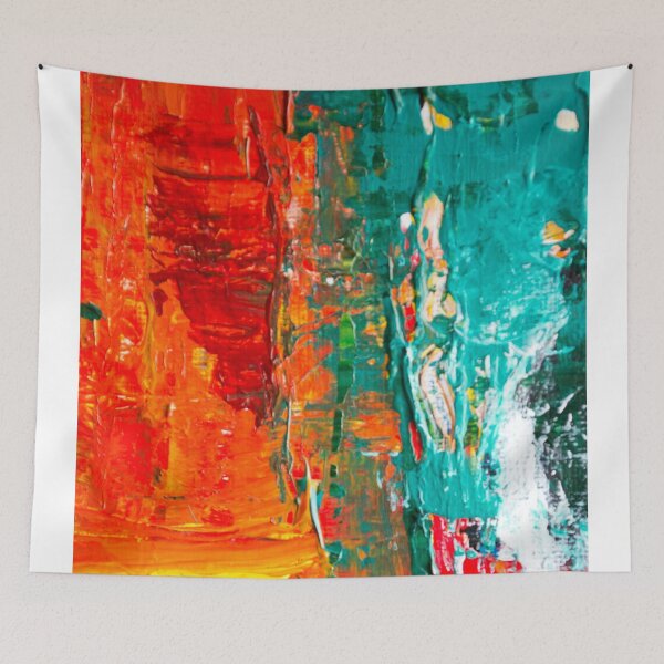 Item preview, The Volcano And The Sea Collide Colors Brush Hand Painted Artwork designed and sold by Saraartwork.