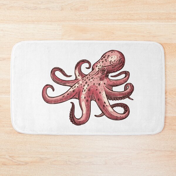 Item preview, angry orange octopus blue ocean sea monster designed and sold by treasure-crafts.