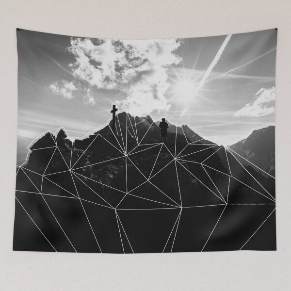 Item preview, Montañas geométricas en blanco y negro. designed and sold by Spectokular.